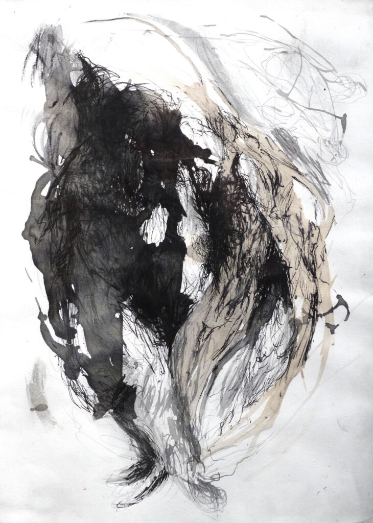 Of Pining, by Daniel Austin López, 2015, Watercolor, pen and ink on paper
