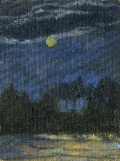 Glittering Moon in Maine, by Marcie Shrewsbury Lopez, 2011, Oil on canvas board