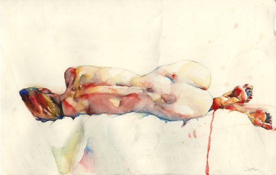 Spine, by Lisa Manley, 2012, Watercolor on paper