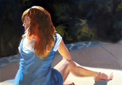 Blue Dress, by Courtney Murphy, oil on panel