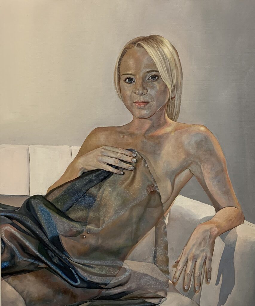 Neo-Classical Self-Portrait, by Hannah Murray, 2019, oil on linen