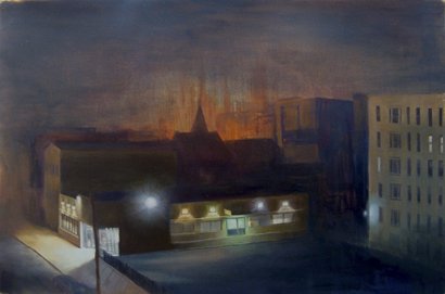 At the Violet Hour, by Tun Myaing, 2011, Acrylic and oil on paper