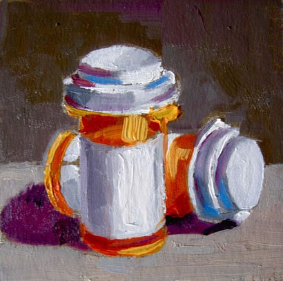2 Bottles, by Margaret Owen, 2009, Oil on board
