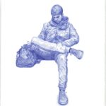 MTA Rider, by Guno Park, 2016, Ink on paper