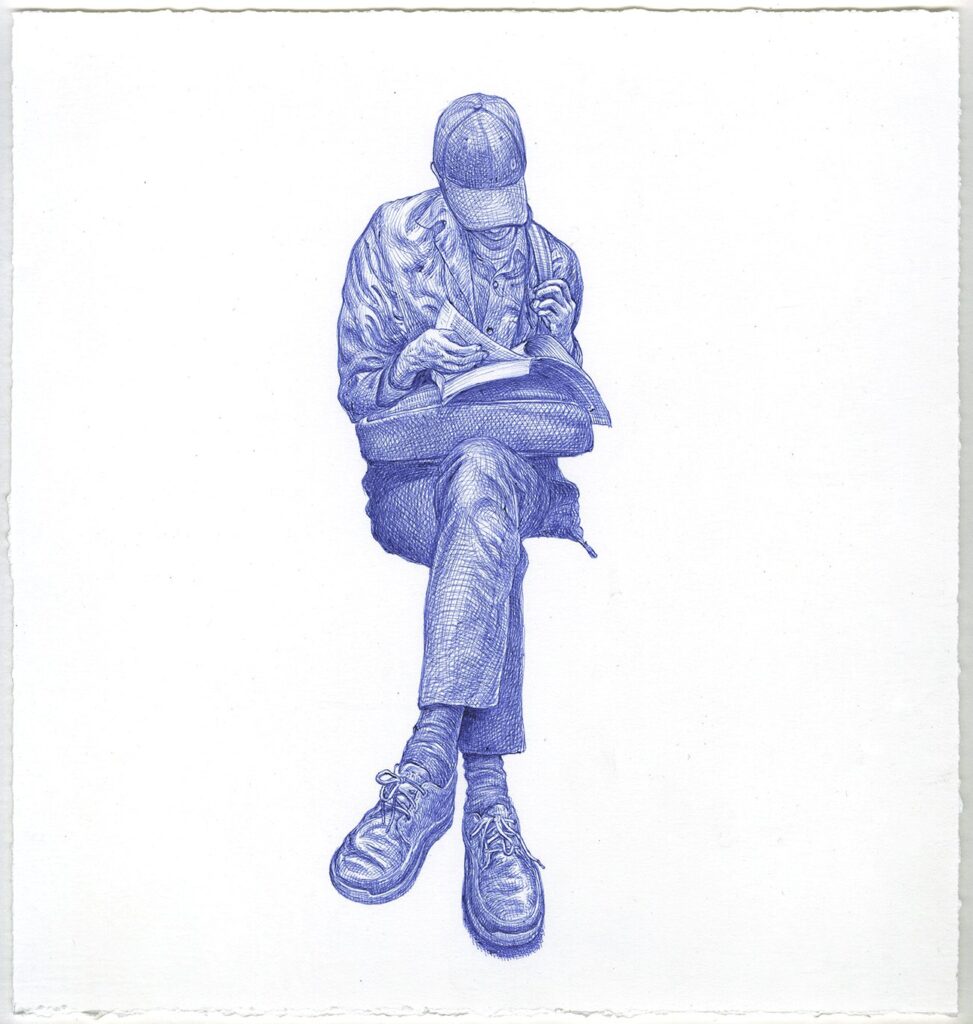 MTA Rider, by Guno Park, 2016, Ink on paper