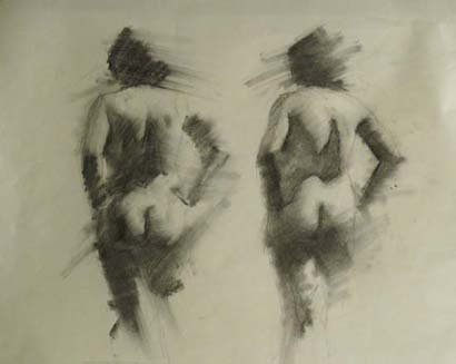 Female Torsos, by Isaac Pelepko, 2010, Charcoal and graphite on paper