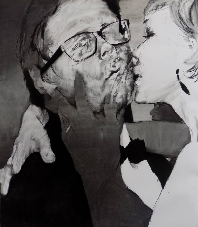 Dotted Line, by Anna Park, 2019, charcoal on paper
