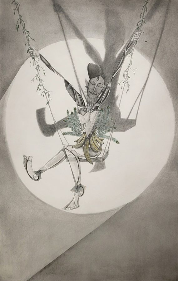 Free at Last, by Carl-Edouard Keita, 2021, graphite, charcoal and colored pencil on paper