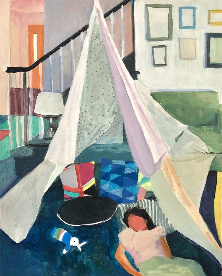 Blanket Fort, by Maud Madsen, 2020, acrylic on panel