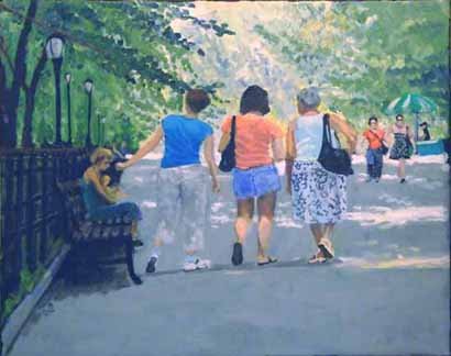 The Mall Central Park, by Richard Rabkin, 2009, oil on canvas