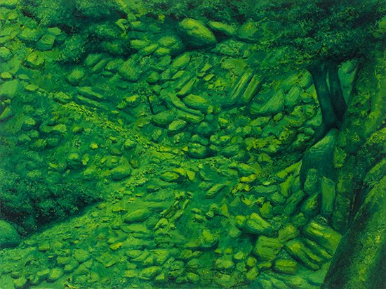 Night Vision Hillside, by James Raczkowski, 2015, Oil on canvas