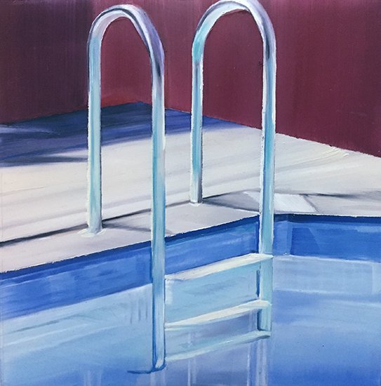 Pool Ladder 2, by Ciara Rafferty, 2017, Oil on Dura-lar