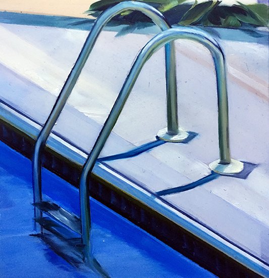 Pool Ladder 3, by Ciara Rafferty, 2017, Oil on Dura-lar
