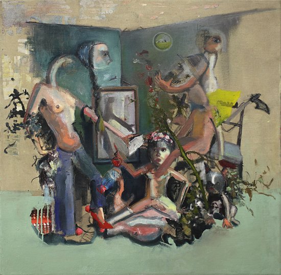 Cherry Pie, by Friederike Reveman, 2013, Oil and collage on linen