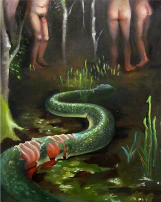 Snake, by Elena Rodz, 2011, Oil on board