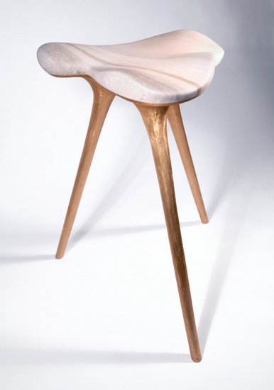 Charlotte Stool, by Stephen Shaheen, 2015, Marble and bronze