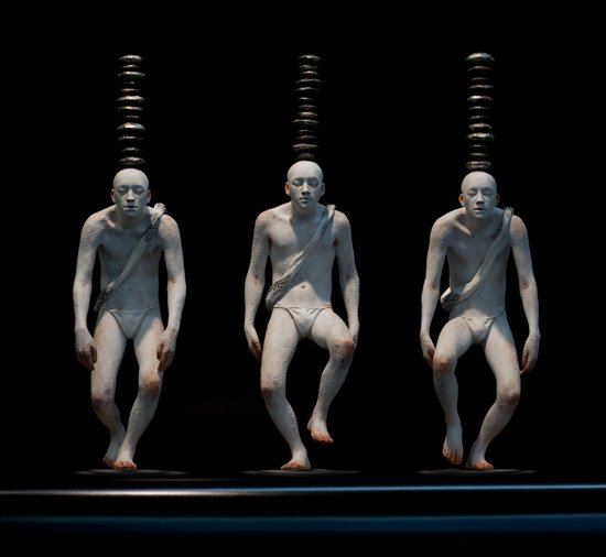 Maquette No.7, by Chie Shimizu, 2013, plaster, pigment, white gold leaf