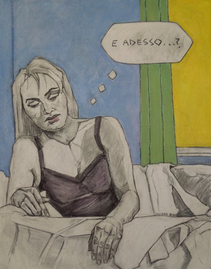 E Adesso, by Alissa Siegal, 2014, Charcoal and oil on linen