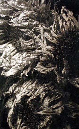 Trio, by Tyler Vouros, 2013, Charcoal and oil on canvas