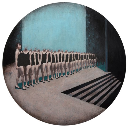 Subterranean, by Mitra Walter, 2013, Oil on maple panel, 48 inches